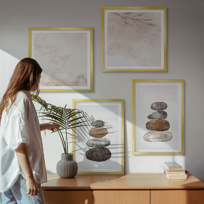 Wall art set Stacks of stones boho painting