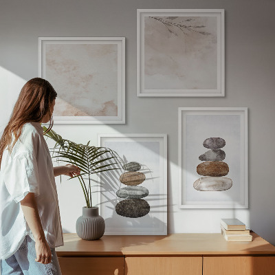 Wall art set Stacks of stones boho painting