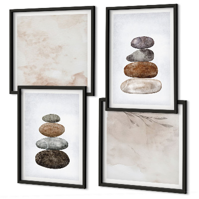 Wall art set Stacks of stones boho painting