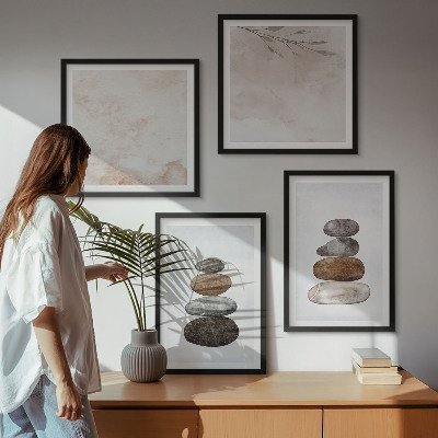Wall art set Stacks of stones boho painting