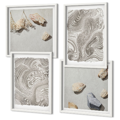 Set of 4 wall art pieces Modern abstract shapes