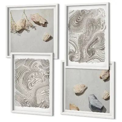 Modern abstract shapes wall art set of 4 pieces