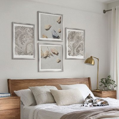 Set of 4 wall art pieces Modern abstract shapes