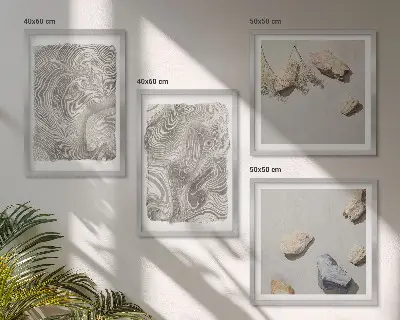 Modern abstract shapes wall art set of 4 pieces