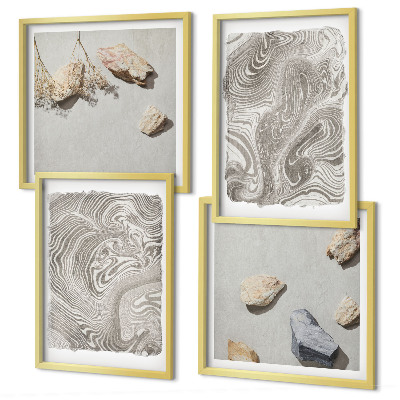 Set of 4 wall art pieces Modern abstract shapes