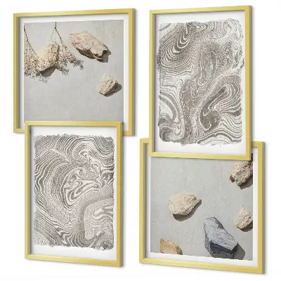 Modern abstract shapes wall art set of 4 pieces