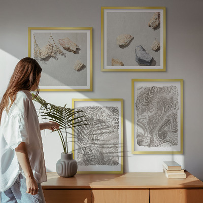 Set of 4 wall art pieces Modern abstract shapes