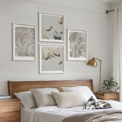 Set of 4 wall art pieces Modern abstract shapes