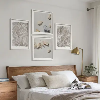 Modern abstract shapes wall art set of 4 pieces