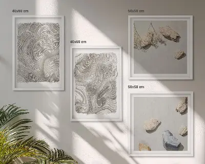 Modern abstract shapes wall art set of 4 pieces