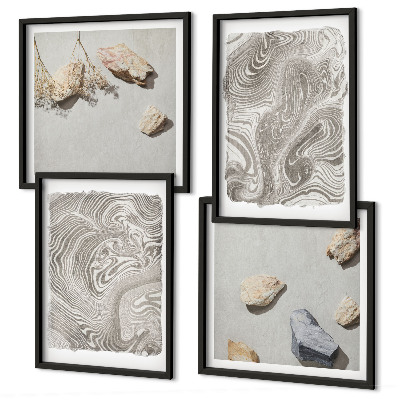 Set of 4 wall art pieces Modern abstract shapes
