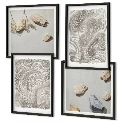Modern abstract shapes wall art set of 4 pieces