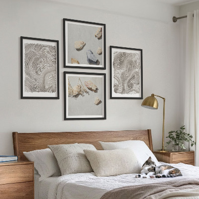 Set of 4 wall art pieces Modern abstract shapes