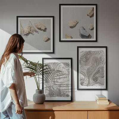 Set of 4 wall art pieces Modern abstract shapes