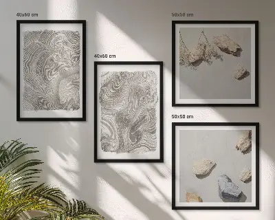 Modern abstract shapes wall art set of 4 pieces