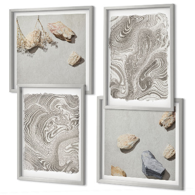 Set of 4 wall art pieces Modern abstract shapes