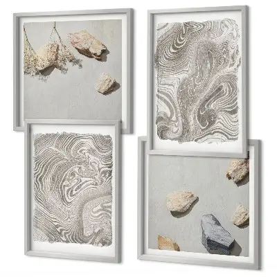 Modern abstract shapes wall art set of 4 pieces