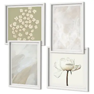 Wall art set with fashionable boho flower textures