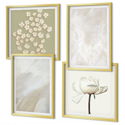 Wall art set Flowers fashionable boho textures