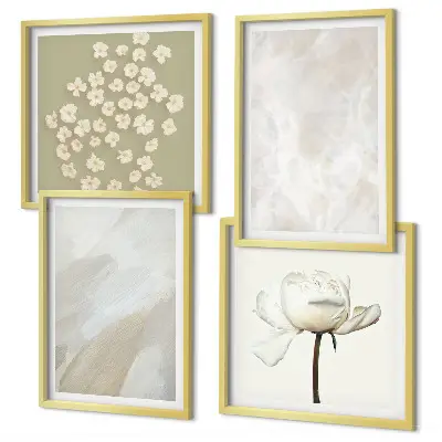 Wall art set with fashionable boho flower textures