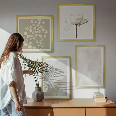 Wall art set with fashionable boho flower textures
