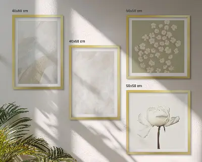 Wall art set with fashionable boho flower textures
