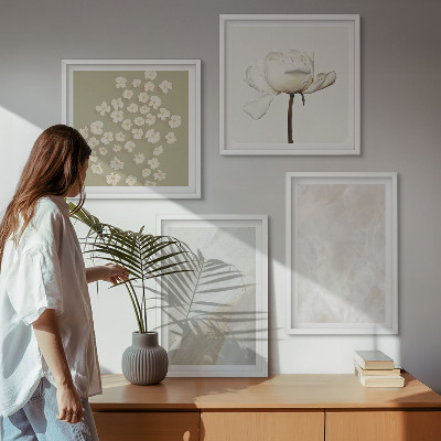 Wall art set Flowers fashionable boho textures