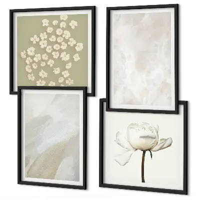 Wall art set with fashionable boho flower textures