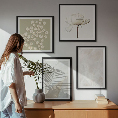 Wall art set Flowers fashionable boho textures