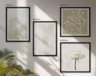 Wall art set with fashionable boho flower textures