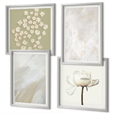 Wall art set Flowers fashionable boho textures