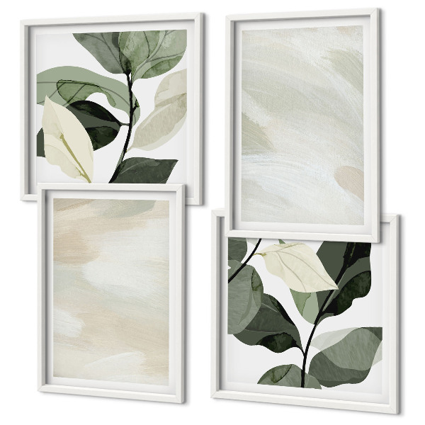 Set of 4 wall art pieces Bright abstract boho paints