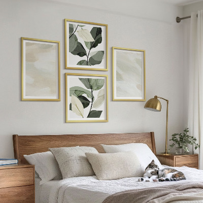 Set of 4 wall art pieces Bright abstract boho paints