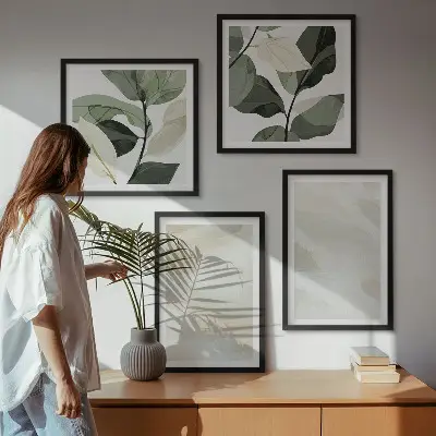Bright abstract boho wall art set of 4 pieces