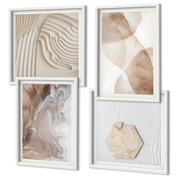 Set of 4 wall art pieces Abstract painted structures