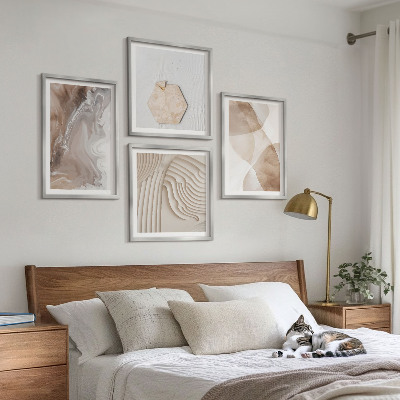 Set of 4 wall art pieces Abstract painted structures