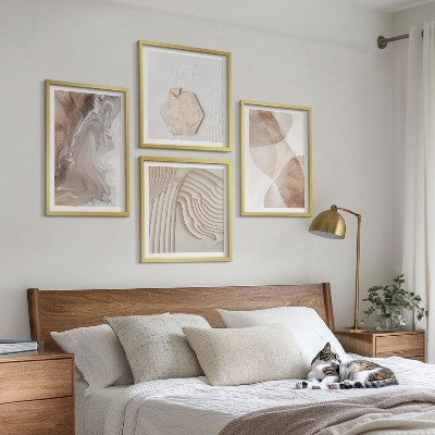 Set of 4 wall art pieces Abstract painted structures