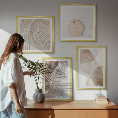 Set of 4 wall art pieces Abstract painted structures
