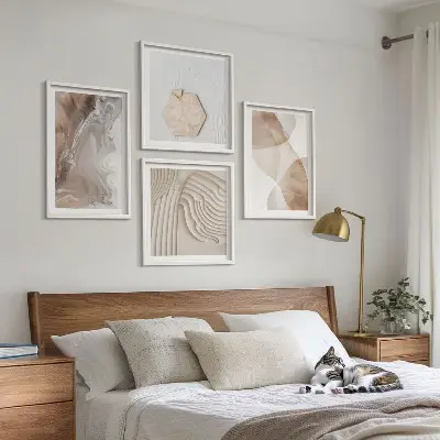 Abstract painted structures wall art set of 4 pieces