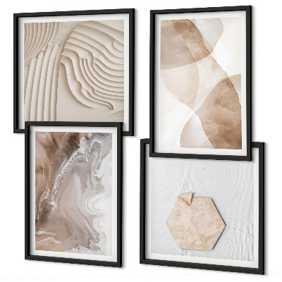 Set of 4 wall art pieces Abstract painted structures