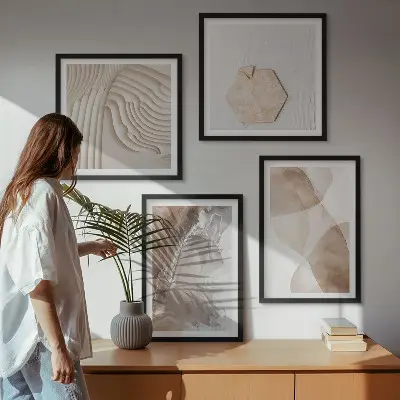 Abstract painted structures wall art set of 4 pieces