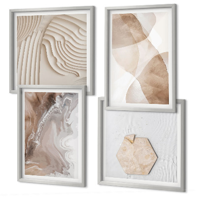 Set of 4 wall art pieces Abstract painted structures