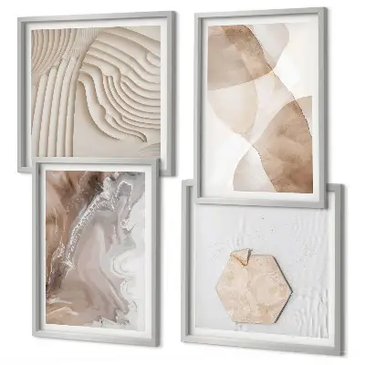 Abstract painted structures wall art set of 4 pieces
