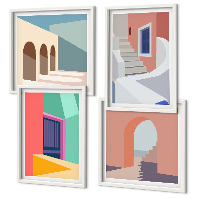Multi-piece wall decor set Colorful modern buildings