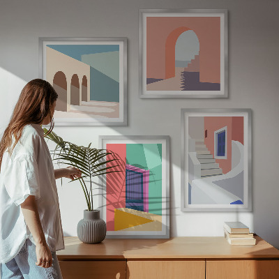 Multi-piece wall decor set Colorful modern buildings