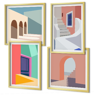 Multi-piece wall decor set Colorful modern buildings