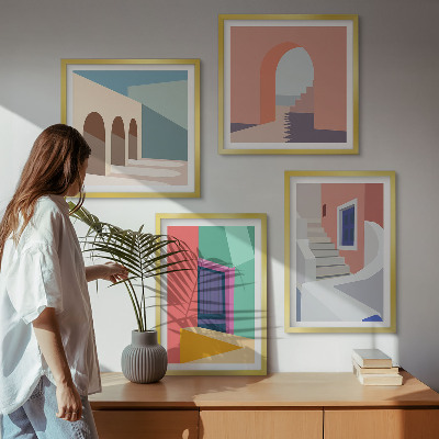 Multi-piece wall decor set Colorful modern buildings