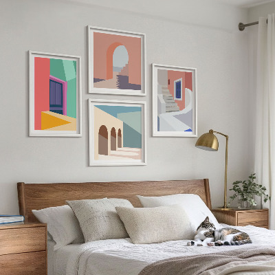 Multi-piece wall decor set Colorful modern buildings