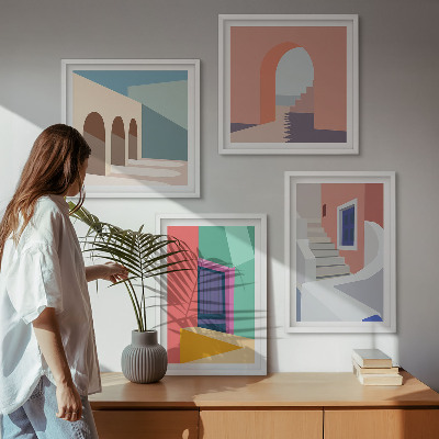 Multi-piece wall decor set Colorful modern buildings