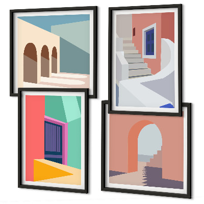 Multi-piece wall decor set Colorful modern buildings